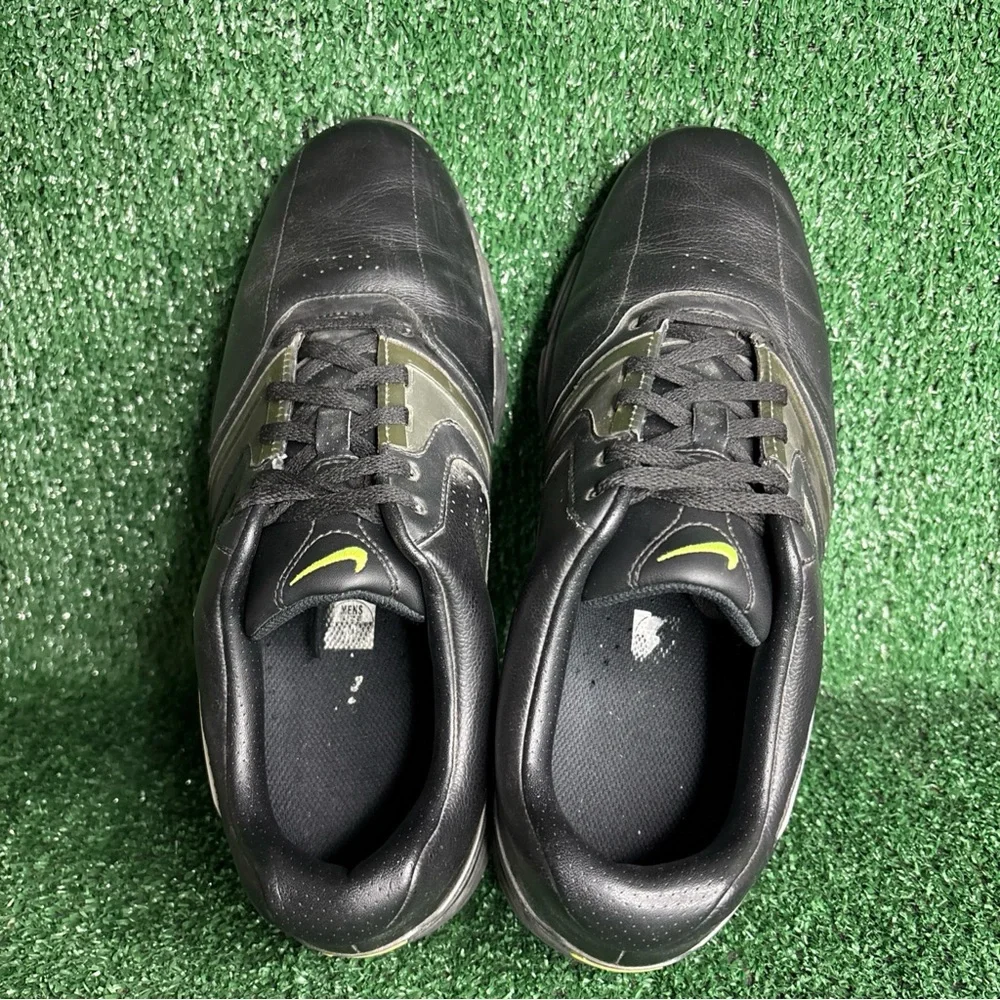 Nike Mens Lunarlon‎ Vintage Black Leather Golf Shoe Size 10 Wide 554684-001